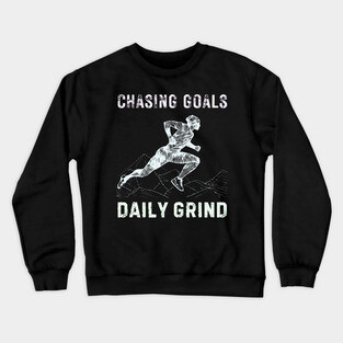 Daily Grind - Chasing Miles - Runner & Athlete - Grunge Line Art Crewneck Sweatshirt
