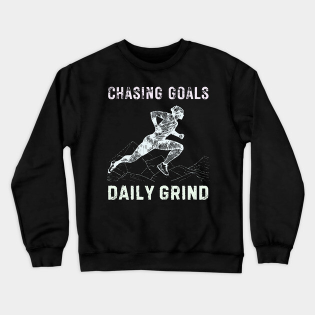 Daily Grind - Chasing Miles - Runner & Athlete - Grunge Line Art Crewneck Sweatshirt by TuncGK