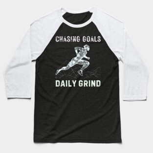 Daily Grind - Chasing Miles - Runner & Athlete - Grunge Line Art Baseball T-Shirt