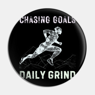 Daily Grind - Chasing Miles - Runner & Athlete - Grunge Line Art Pin