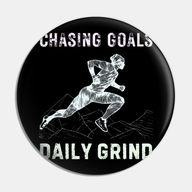 Daily Grind - Chasing Miles - Runner & Athlete - Grunge Line Art Pin by TuncGK