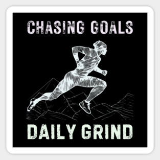 Daily Grind - Chasing Miles - Runner & Athlete - Grunge Line Art Sticker
