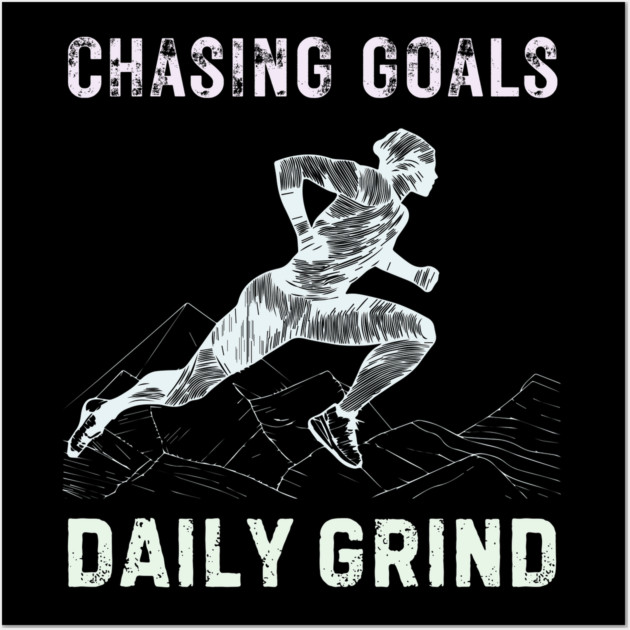 Daily Grind - Chasing Miles - Runner & Athlete - Grunge Line Art Wall Art by TuncGK