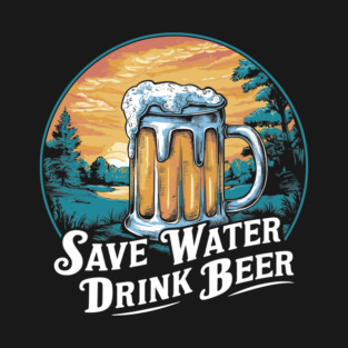 Save Water Drink Beer Funny Drinking Humor T-Shirt