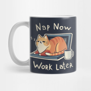 Priorities Nap - Procrastination Cute Cat - Funny Computer Coffee Mug