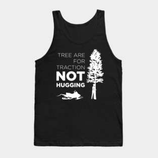 Snowmobile Sled Tree Traction Funny Winter Adventure Tank Top