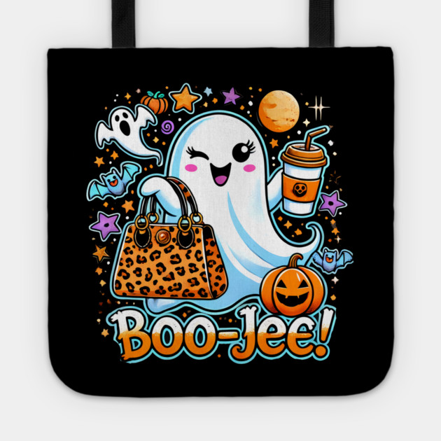 Funny Halloween Ghost Boo jee, Pumpkin Tote by logiamerch