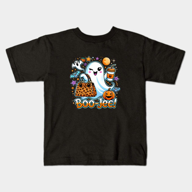 Funny Halloween Ghost Boo jee, Pumpkin Kids T-Shirt by logiamerch