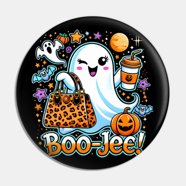 Funny Halloween Ghost Boo jee, Pumpkin Pin by logiamerch