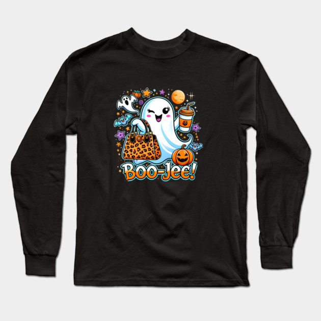 Funny Halloween Ghost Boo jee, Pumpkin Long Sleeve T-Shirt by logiamerch