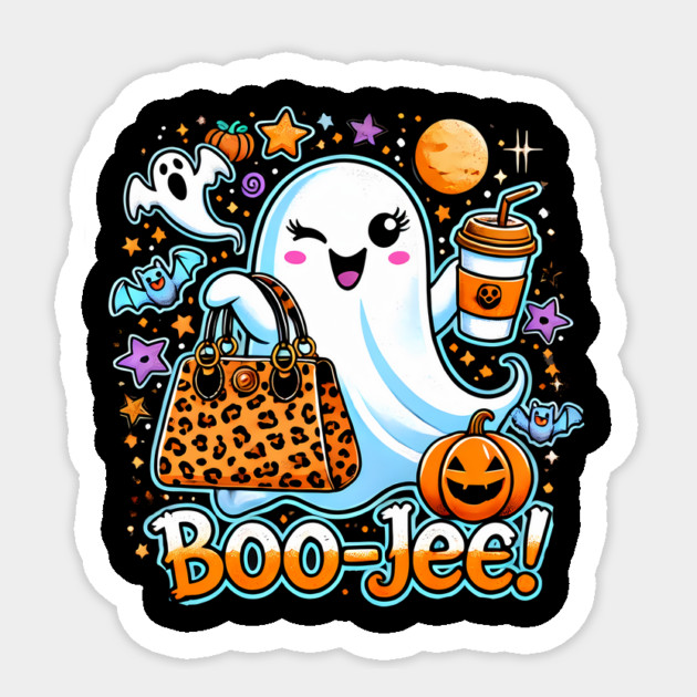 Funny Halloween Ghost Boo jee, Pumpkin Sticker by logiamerch