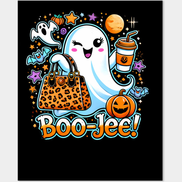 Funny Halloween Ghost Boo jee, Pumpkin Wall Art by logiamerch