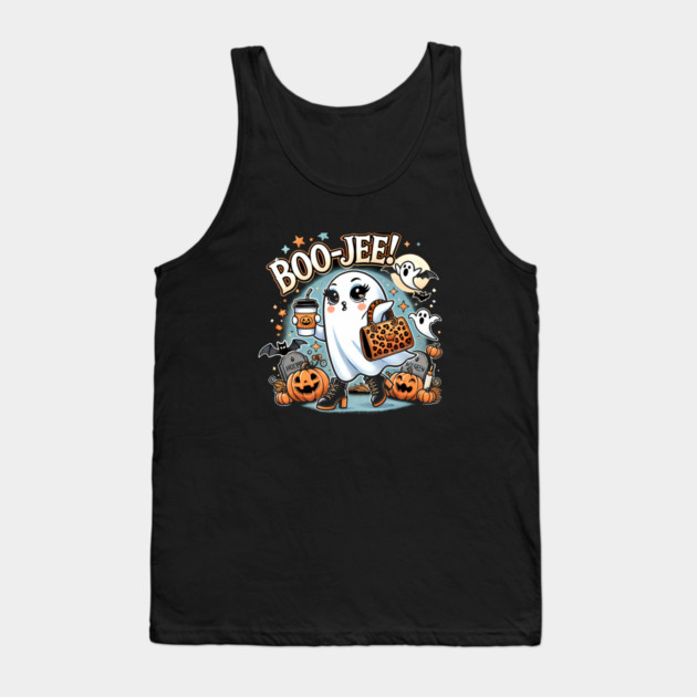 Funny Halloween Ghost Boo jee, Pumpkin Tank Top by logiamerch