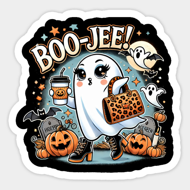 Funny Halloween Ghost Boo jee, Pumpkin Sticker by logiamerch
