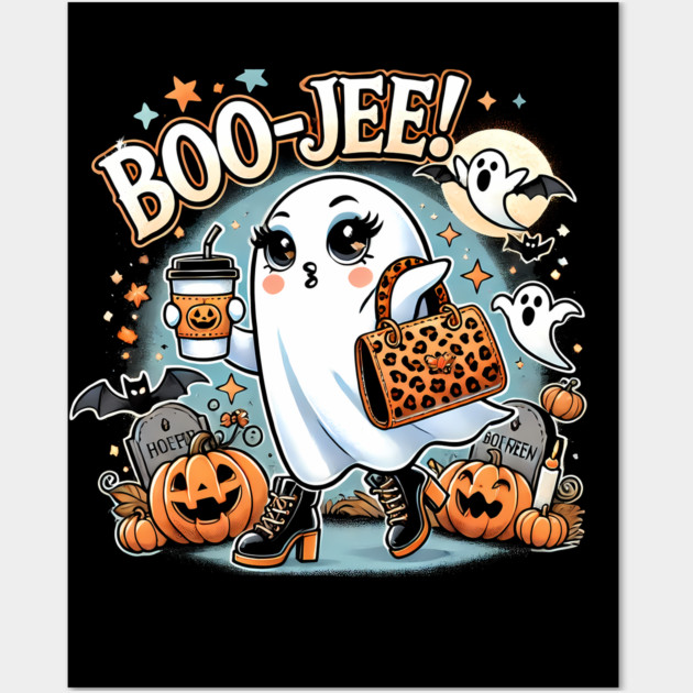 Funny Halloween Ghost Boo jee, Pumpkin Wall Art by logiamerch
