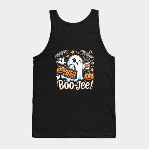 Funny Halloween Ghost Boo jee, Pumpkin Tank Top by logiamerch