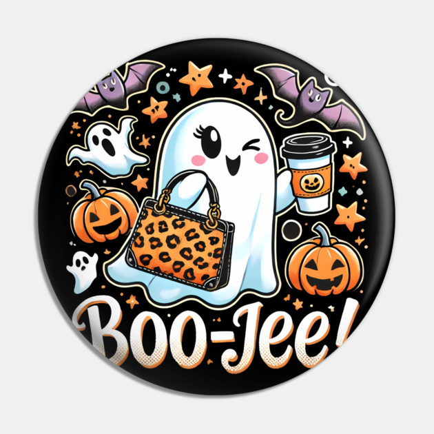 Funny Halloween Ghost Boo jee, Pumpkin Pin by logiamerch