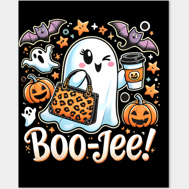 Funny Halloween Ghost Boo jee, Pumpkin Wall Art by logiamerch