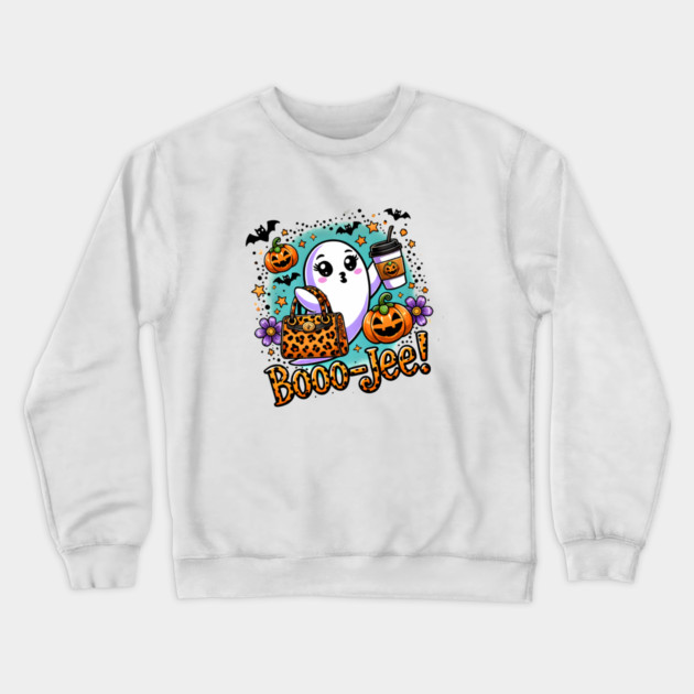Funny Halloween Ghost Boo jee, Pumpkin Crewneck Sweatshirt by logiamerch