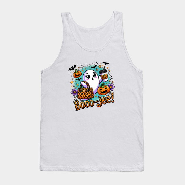 Funny Halloween Ghost Boo jee, Pumpkin Tank Top by logiamerch