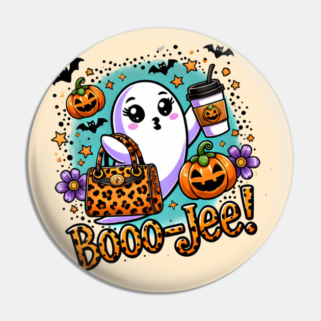 Funny Halloween Ghost Boo jee, Pumpkin Pin by logiamerch