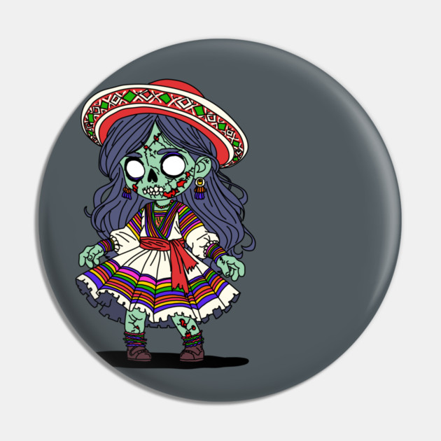 Cute Peruvian Zombie Pin by H. R. Sinclair