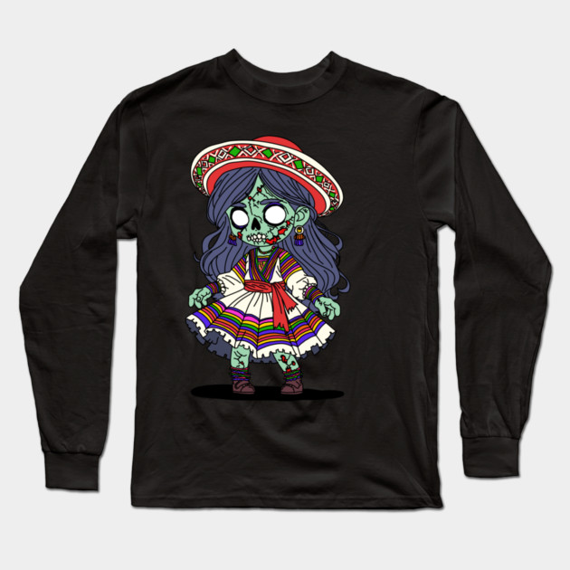 Cute Peruvian Zombie Long Sleeve T-Shirt by H. R. Sinclair