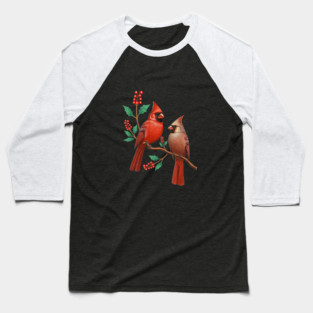 Merry Christmas Red Cardinal bird Baseball T-Shirt