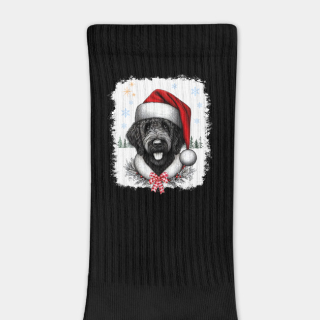 Christmas Black Golden Doodle Puppy Labradoodle Dog Tree Xmas by JessArty