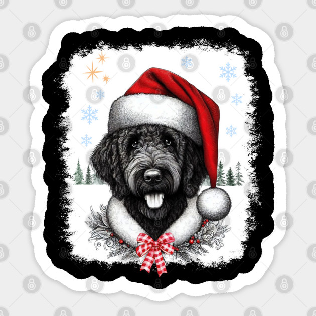 Christmas Black Golden Doodle Puppy Labradoodle Dog Tree Xmas Sticker by JessArty