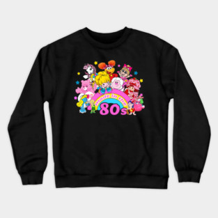 Cartoon Friends Nostalgia Friends 80's Cartoon Characters Rainbow Ca!re Bears And Strawberry Crewneck Sweatshirt