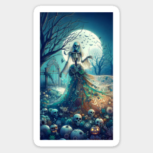 Beautiful Skeleton in Graveyard Sticker
