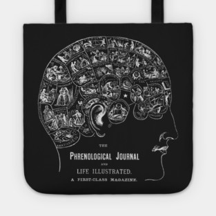 Phrenology Journal - Brain Science - Blueprint Style Anatomical Drawing Tote