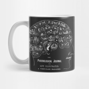 Phrenology Journal - Brain Science - Blueprint Style Anatomical Drawing Mug