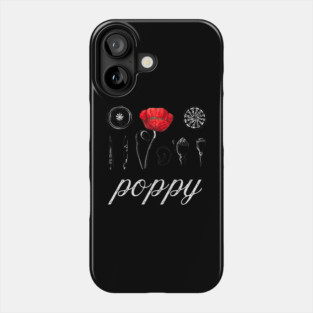Poppy - Vintage Botanical Drawing - Chalk Art Blueprint Æshetic Phone Case