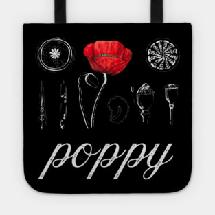 Poppy - Vintage Botanical Drawing - Chalk Art Blueprint Æshetic Tote