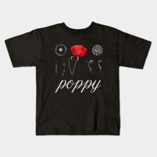 Poppy - Vintage Botanical Drawing - Chalk Art Blueprint Æshetic Kids T-Shirt