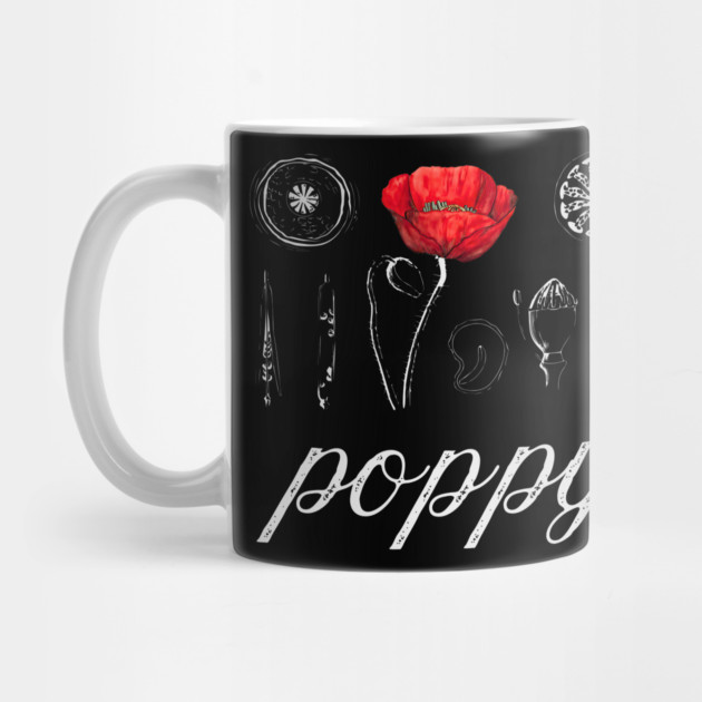 Poppy - Vintage Botanical Drawing - Chalk Art Blueprint Æshetic by TuncGK