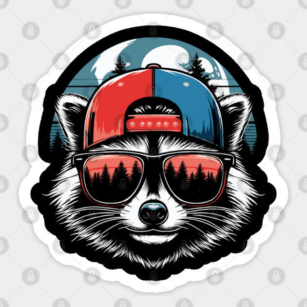 Raccoon Lovers Funny Raccoon Cap Adventure Lovers Sticker by JessArty