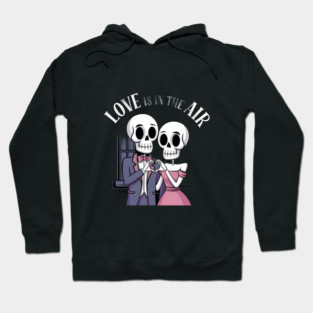 Couple is Made Up of Two Skulls with Elegant Clothes Join Hands LOVE is in the Air Hoodie