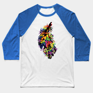 Colorful Peacock Feather Baseball T-Shirt
