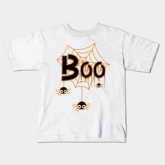 Boo Spider Web Kids T-Shirt by Db Printed