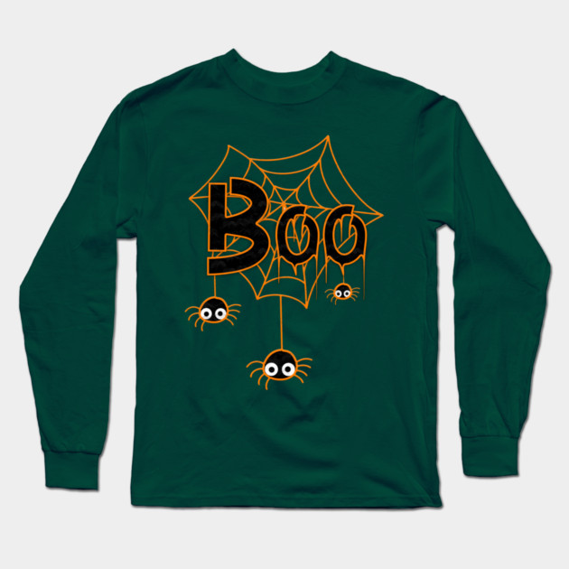 Boo Spider Web Long Sleeve T-Shirt by Db Printed