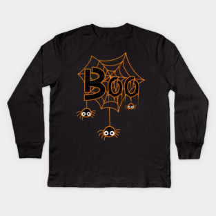 Boo Spider Web Kids Long Sleeve T-Shirt