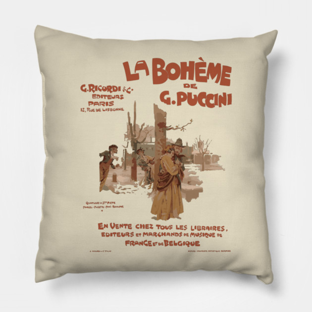 La Bohéme de Puccini - Vintage Opera Poster Pillow by TuncGK