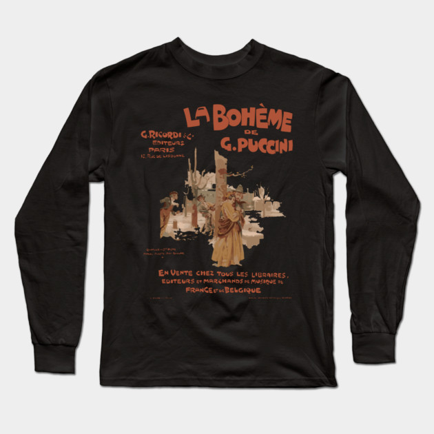 La Bohéme de Puccini - Vintage Opera Poster Long Sleeve T-Shirt by TuncGK