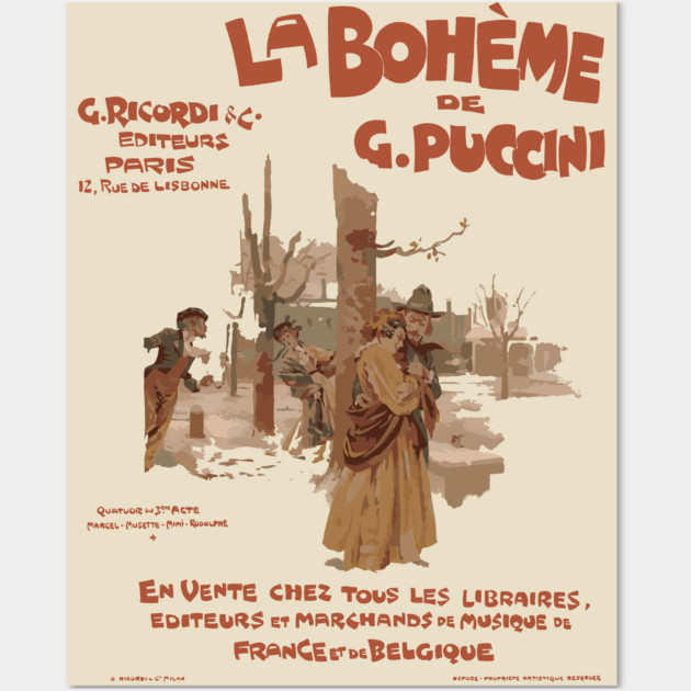 La Bohéme de Puccini - Vintage Opera Poster Wall Art by TuncGK