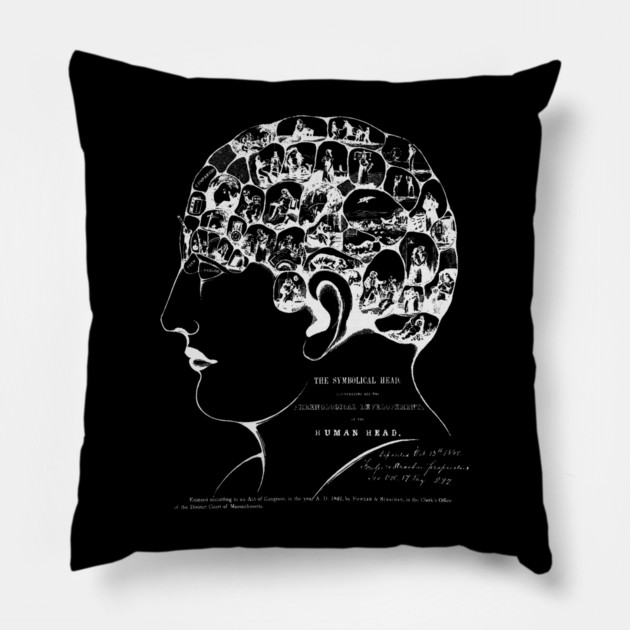The Symbolical Head - Vintage Book Cover Human Brain Pillow by TuncGK