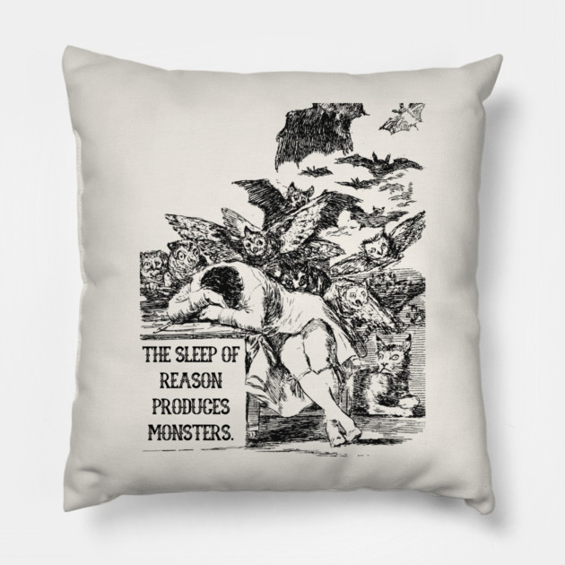 Tribute to Francisco Goya - Sleep of Reason Pillow by TuncGK