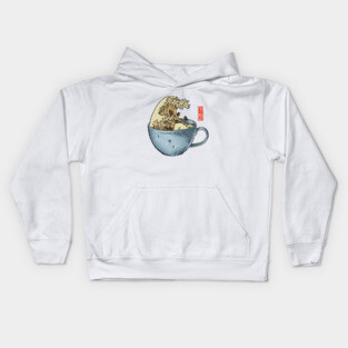 The Great Wave of Coffee Kids Hoodie